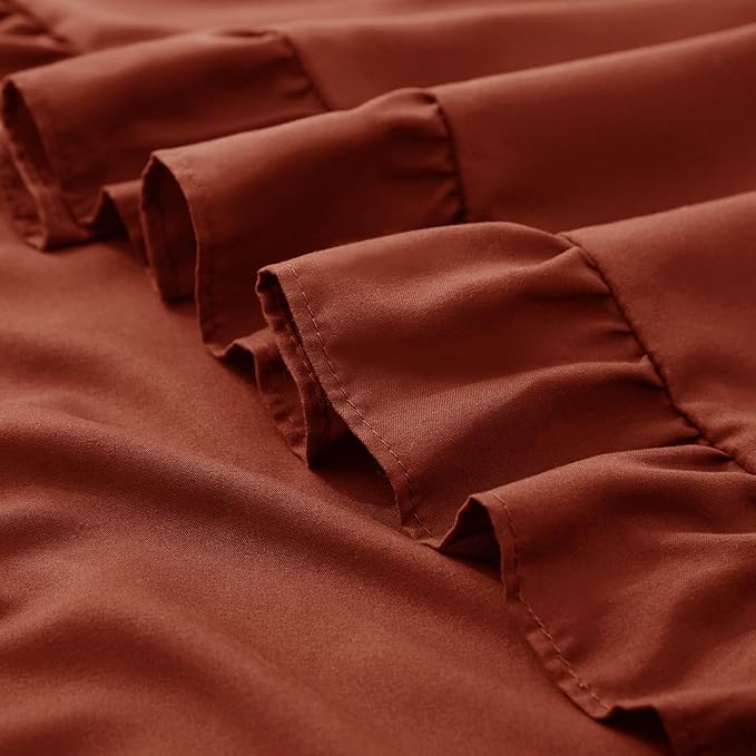KKJIAF Ruffle Pillow Cases Standard Size Set of 2, Ruffled Pillow Covers with Envelope Closure, Wrinkle Resistant Ruffled Pillow Shams 20" x 26", Dusty Orange
