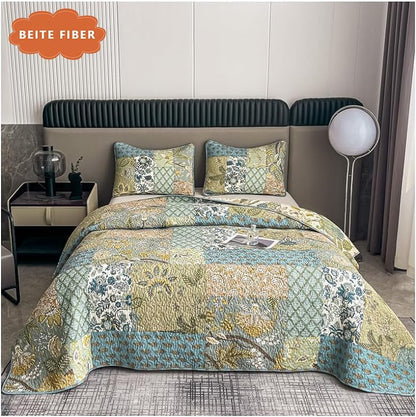 BEITE King Size Comforter Set -100% Cotton Quilt 3-Piece Comforter
