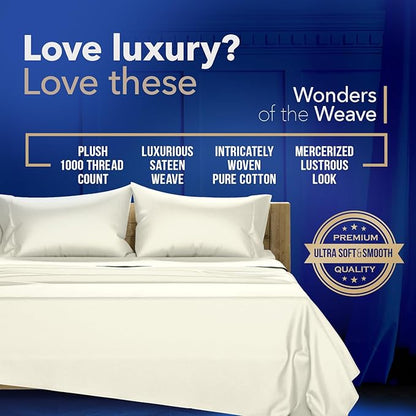 TEXAS LINEN CO. Luxury Egyptian Cotton King Pillow Cases Set of 2-1000 Thread Count Pillowcases for Sleeping, Silky Soft, Cooling Pillow Cover, Extra Long Staple Hotel Quality Pillow Cases - Sand