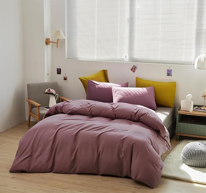 CLOTHKNOW Purple Twin/Twin XL Comforter Set 3Pcs Pale Mauve Bedding Comforter Sets Dusty Purple Comforter Soft Grape Comforter and 2 x Pillowcases