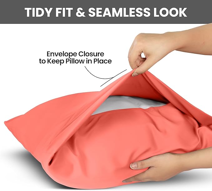 Utopia Bedding Queen Pillow Cases - 2 Pack - Envelope Closure - Soft Brushed Microfiber Fabric - Shrinkage and Fade Resistant Pillow Covers Queen Size 20 X 30 Inches (Queen, Coral)