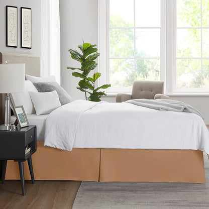 Nestl Light Brown Full Bed Skirt - Full Size Bed Skirt 14 Inch Drop - Brushed Microfiber Bed Skirts - Hotel Quality Pleated Bed Skirt - Shrinkage & Fade Resistant