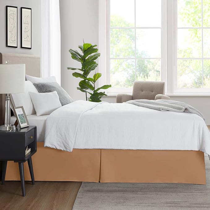 Nestl Light Brown Twin XL Bed Skirt - Twin XL Size Bed Skirt 14 Inch Drop - Brushed Microfiber Bed Skirts - Hotel Quality Pleated Bed Skirt - Shrinkage & Fade Resistant