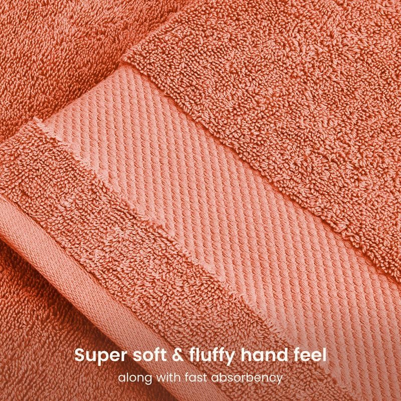 BIOWEAVES 100% Organic Cotton 700 GSM Luxury Bath Towels for Bathroom 30" x 58" GOTS Certified - Burnt Orange, Pack of 2