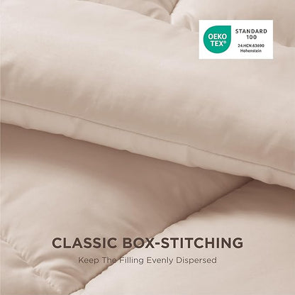 Bedsure Comforter Duvet Insert - Quilted Comforters Twin XL Size, All Season Duvet, GentleSoft Down Alternative Bedding, with 8 Tabs, Gifts for Women/Men, Beige, Twin XL 92 x 68 Inches