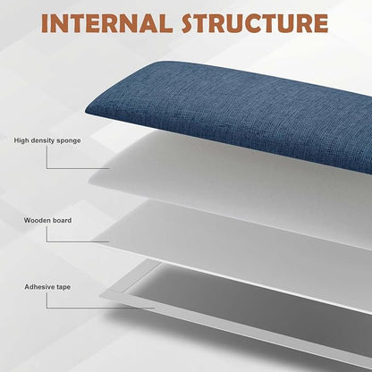 IFNOW Wall Mounted Headboard, Peel and Stick Panels, Navy Blue, Queen | 3D Soundproof Acoustic Padding, Reusable and Removable Tufted fabric Bed Headboard for bedroom (9 Panels, 10" x 24")