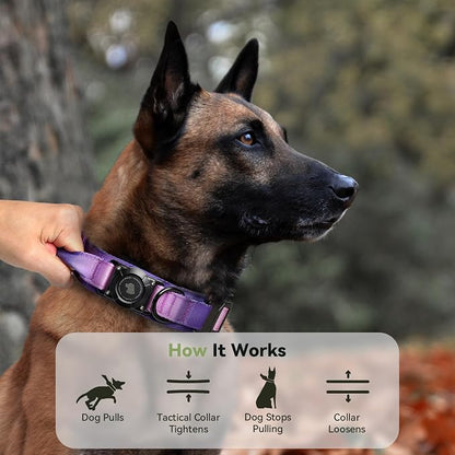2026 Upgrade Waterproof Tactical AirTag Dog Collar, Built in AirTag Holder | Comfortable Control Handle, Quick Release Metal Buckle, Durable 1000D Nylon, For Medium to Large Dogs, 90s Retro,XL