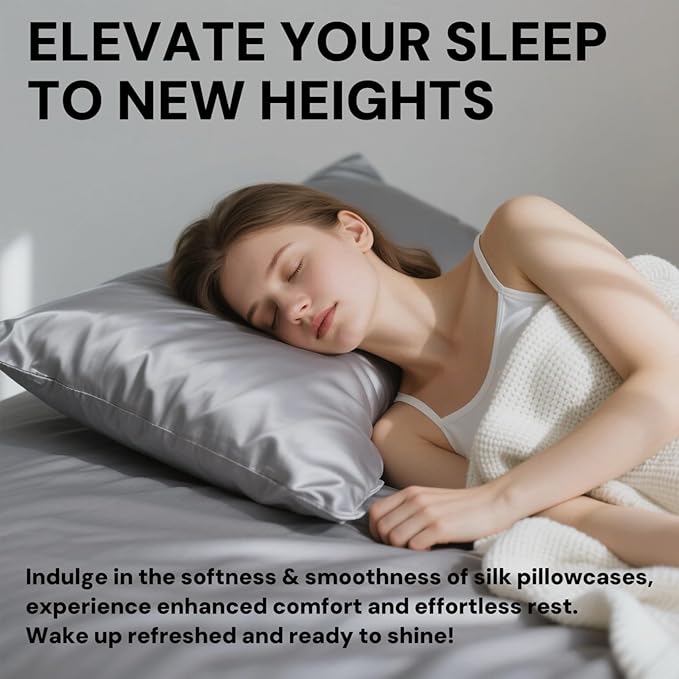 Ravmix Silk Pillow Cases with Zipper, 21momme Mulberry Silk Pillowcase for Hair Skin Health, Soft Smooth Breathable Cool Pillow Cover for Beauty Sleep with Gift Box 1PC(King 20"x36", Lilac Grey)