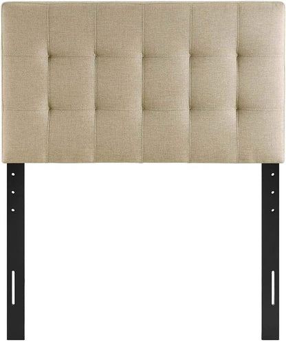 Modway Lily Tufted Linen Fabric Upholstered Twin Headboard in Beige