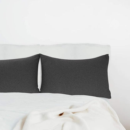 Stretch Pillowcases - Micro Jersey Knit & Ultra Soft Grey Pillow Cases, Standard Size - Set of 2, Heather Gray