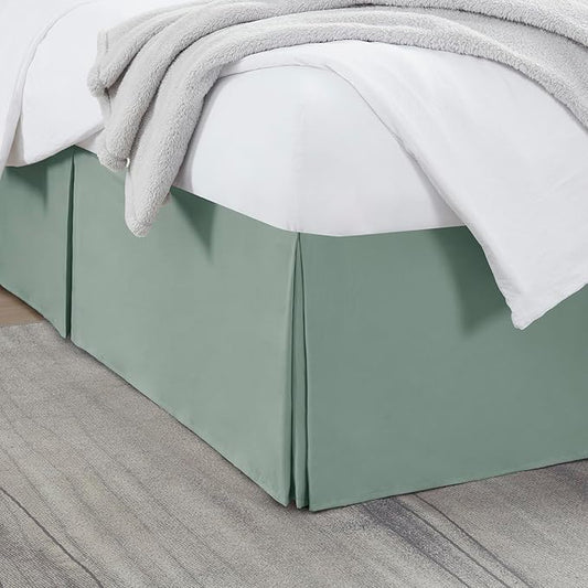 Nestl Sage Green Bed Skirt Queen Size - Queen Bed Skirt 14 Inch Drop - Brushed Microfiber Bed Skirts - Hotel Quality Pleated Bed Skirt - Shrinkage & Fade Resistant