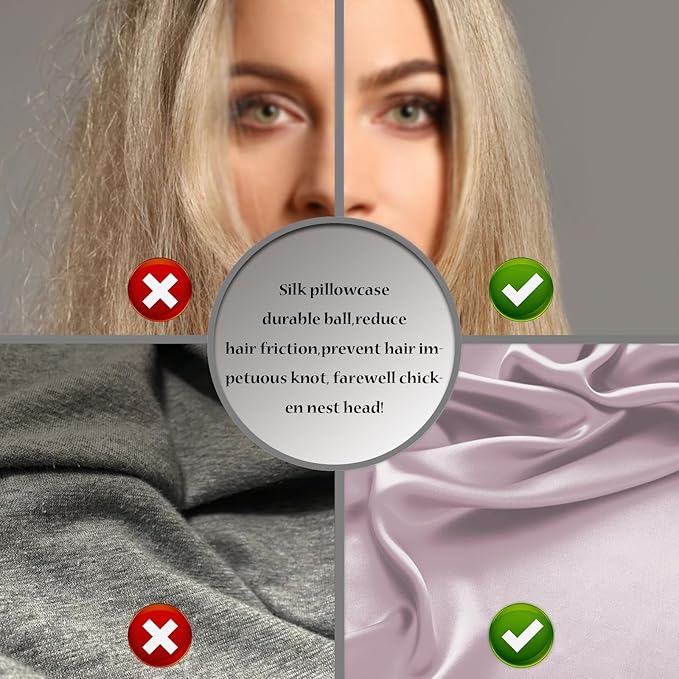 Silk Pillow Cases 2 Pack,Soft Breathable and Sliky Standard Size Pillow Cases Set of 2,Natural Mulberry Silk Pillowcase Set of 2 for Hair and Skin with Hidden Zipper (Lavender,20"X 26",2pcs)