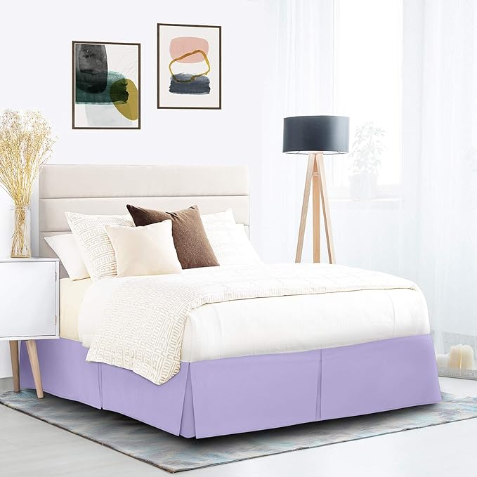 Nestl Lavender Bed Skirt Cal King Size - Cal King Bed Skirt 14 Inch Drop - Brushed Microfiber Bed Skirts - Hotel Quality Pleated Bed Skirt - Shrinkage & Fade Resistant