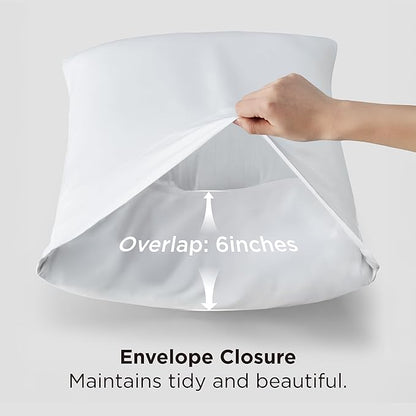 Bedsure King Size Pillow Cases Set of 2, Cooling Pillow Cases King, Rayon Derived from Bamboo White Pillowcases, PureWoven Silky Soft Cool Bedding Pillow Covers with Envelope Closure, 20x36 Inches