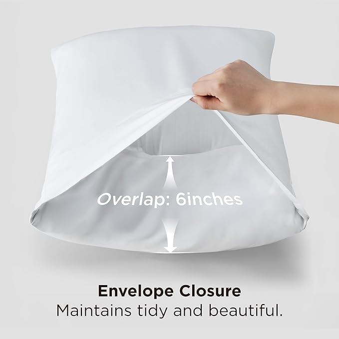 Bedsure Pillow Cases Standard Size, Cooling Pillow Cases, Rayon Derived from Bamboo White Pillowcases Standard Set of 2, PureWoven Silky Soft Bedding Pillow Covers with Envelope Closure, 20x26 Inches