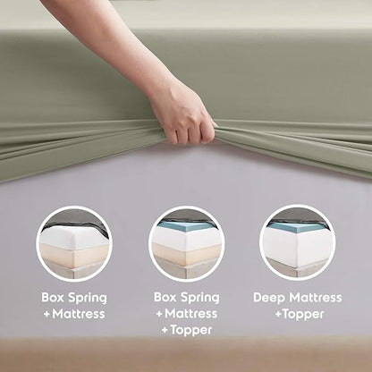 Nestl Short Queen Sheet Set - 1800 Ultra-Soft Microfiber - Double Brushed - Deep Pockets - Easy Fit - 4 Piece Set - Bed Sheets (Short Queen, Light Green)