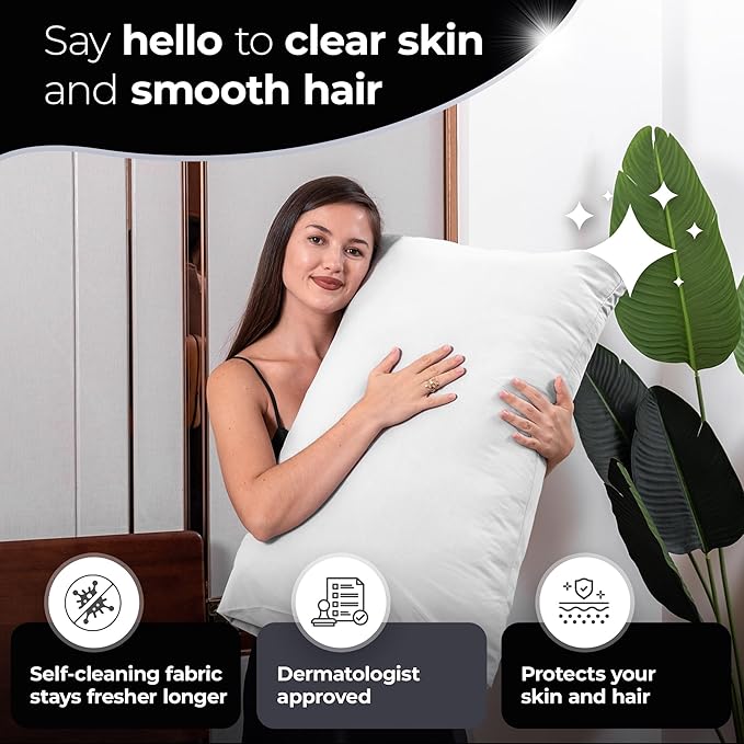 Silvery Silver Infused Bed Sheets Set - Ultra-Soft Temperature-Regulating Fabric with Self-Cleaning Technology™ That Stays Fresh 3X Longer for Hygienic Sleep