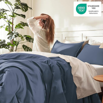 Litanika Comforters Bluish Grey California King Size, 3 Pieces Lightweight Solid Bedding Set & Collections, All Season Fluffy Bed Set (104x96In Comforter & 2 Pillowcases)