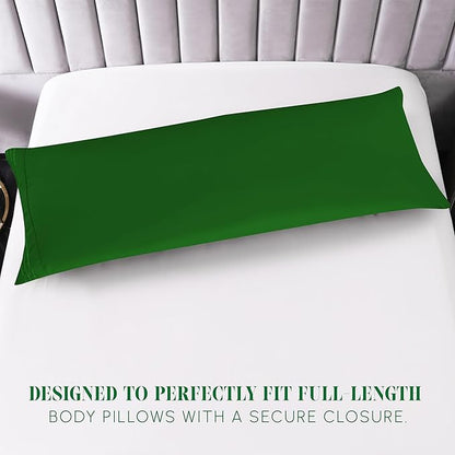 Elegant Comfort Luxury Ultra-Soft 1-Piece Pillowcase Set - 1500 Premium Hotel Quality Microfiber Double Brushed - Wrinkle Resistant, Body Pillowcase Size, Hunter Green