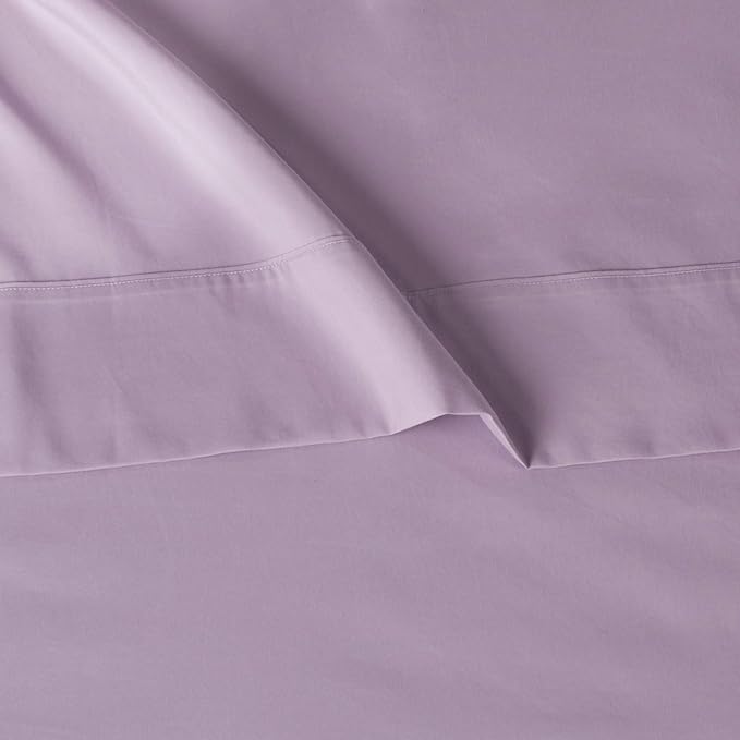 Amazon Basics Lightweight Super Soft Easy Care Wrinkle-Free Breathable Brushed Microfiber 3 Piece Bed Sheet Set with 14-Inch Deep Pockets, Twin, Frosted Lavender, Solid