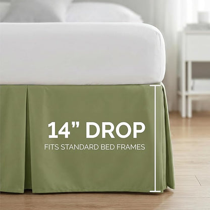 Southshore Fine Living, Inc. Twin Size Bed Skirt, 14-Inch Drop Pleated Bed Skirt for Twin Mattress, Dust Ruffle for Twin Size Bed, Sage Green
