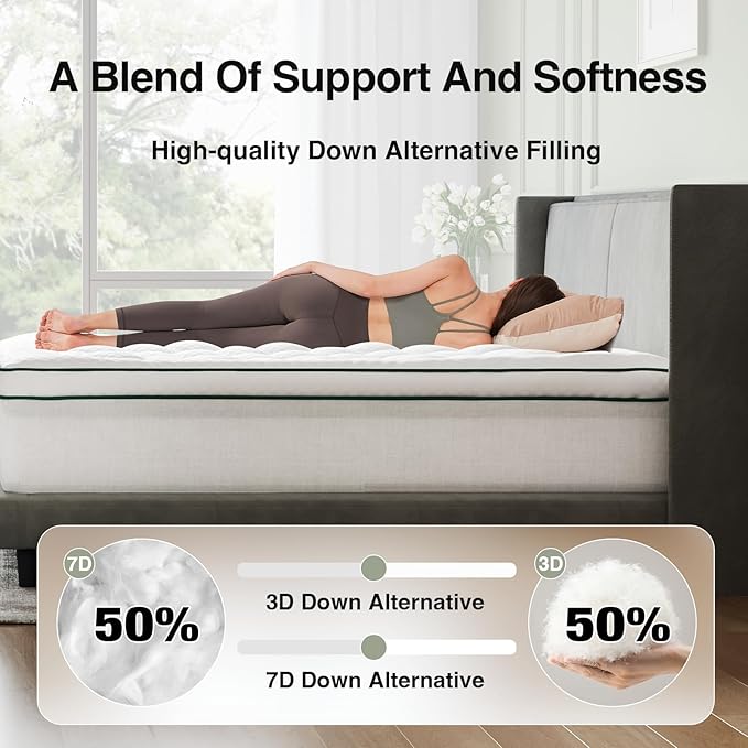 Novilla Queen Mattress Topper, Soft Pillow Top for Dorm Bed, Breathable Quilted Mattress Pad Cover with Deep Pocket, Down Alternative Fill, Machine Washable Back to School Essentials