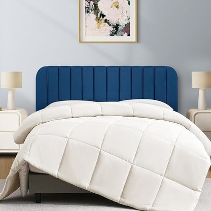 Queen Headboard Only - Upholstered Headboard for Bed, Easy Assembly, Velvet Covered Sponge, Place Between Bed & Wall, Adjustable Metal Legs with Non-Slip Pads, Blue