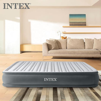 Intex Mid-Rise Air Mattress Bed with Built-in Pump, Dura-Beam Deluxe Comfort Plush, Queen - Portable Luxury Travel Airbed for Adults, Camping, Guests