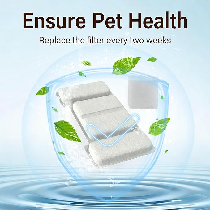Replacement Filters for Pawdrate Dog Water Fountain – 8 Carbon Filter Cartridges & 4 Foam Filters for 3.2L Pet Water Fountain, Clean Water Filtration System