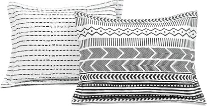 Lush Decor Hygge Geo Reversible 5 Piece Comforter Set, Full/Queen, Black & White