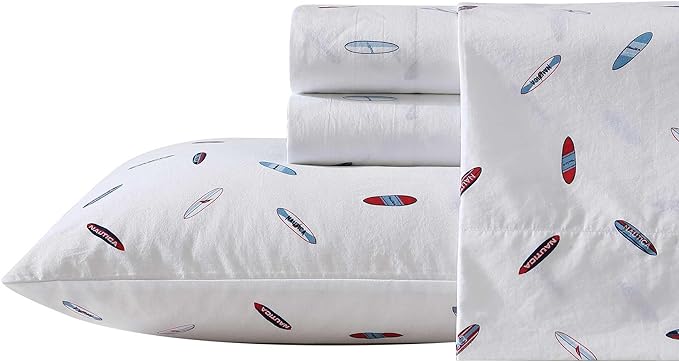 Nautica - Twin XL Sheets, Cotton Percale Bedding Set, Fully Elasticized, Ideal Dorm Essentials (High Surf Navy, Twin XL)