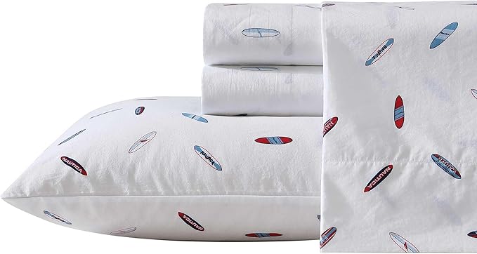 Nautica - Twin Sheet Set, Crisp & Tailored Cooling Sheets with a Smooth Cotton Percale Lightweight Feel - Bed Sheets with Matching Pillowcase & Fitted Sheet (High Surf Navy)
