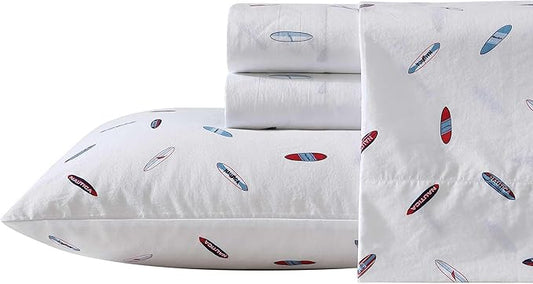 Nautica - King Sheets, Cotton Percale Bedding Set, Casual Home Decor (High Surf Navy, King)
