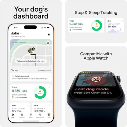 Fi Series 3+ GPS + Health Dog Collar, Pink, X-Large, 12-Month Membership | Smart GPS dog collar with live tracking, health & behavior, Escape Alerts, LED light. Waterproof and Apple Watch compatible.
