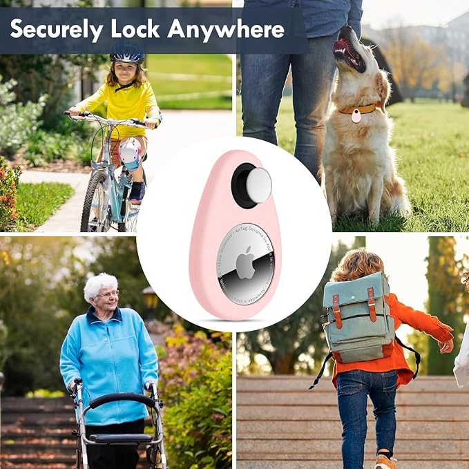 for Airtag Holder for Kids Baby Toddler Hidden 2 Pack GPS Tracker Case, Anti-Removal Airtag Case with Safety Pins, Suitable for Children,Pets, Backpack, Luggage (Pink+Blue+White+Turquoise)