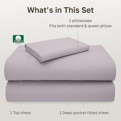 California Design Den Luxury Twin Sheet Set - 100% Cotton, 600 Thread Count Deep Pocket Twin Sheets, Soft Hotel-Quality Bedding with Sateen Weave - Lavender