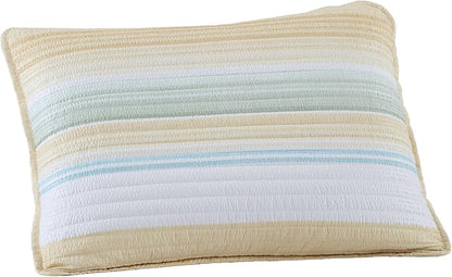 Beatrice Home Fashions Coralinn Striped 2-Piece Quilt Set, Lightweight, All-Seasons, Twin, Yellow Sage