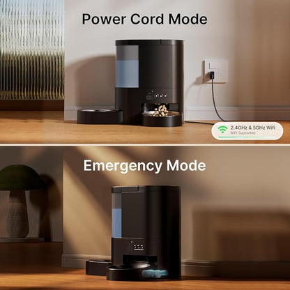 Automatic Cat Feeder and Water, 2 in 1 WiFi Cat Food and Water Dispenser | 5G&2.4G App Remote Control,10s Voice Recording, 10 Meals 1-15 Portion Programmable, Dual Power,4+3L Capacity for Multiple Pet
