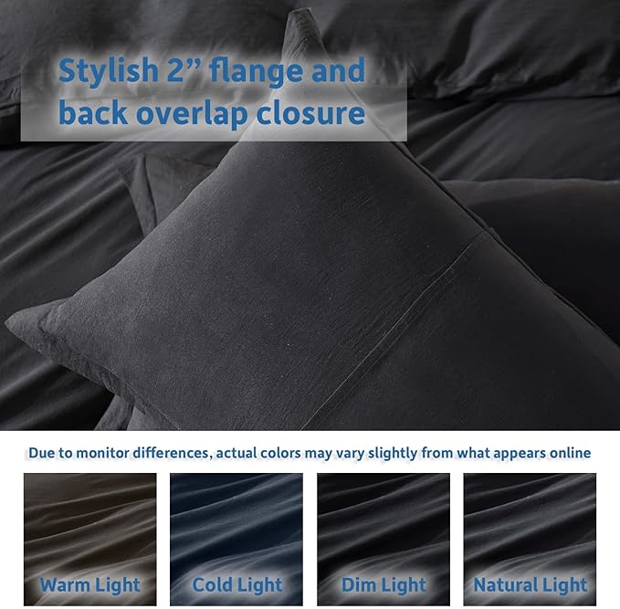 Nestl Twin Duvet Cover Set - Soft Prewashed Black Duvet Cover Twin/Twin XL, 2 Piece, with Zipper Closure, 1 Duvet Cover 68x90 inches and 1 Pillow Sham - No Comforter