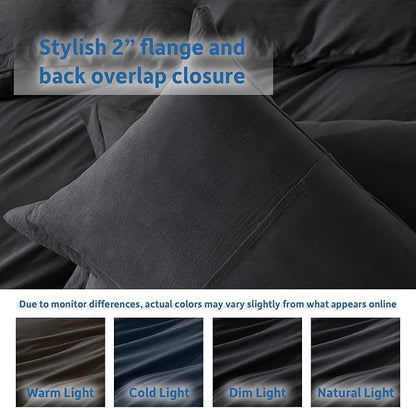 Nestl Black Duvet Cover Full Size - Soft Prewashed Full Size Duvet Cover Set, 3 Piece, with Zipper Closure, 1 Duvet Cover 80x90 inches and 2 Pillow Shams - No Comforter