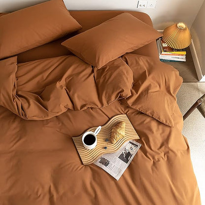 Luxlovery King Pumpkin Color Comforter Set Rust Bedding Set Burnt Orange Soft Breathable Blanket Quilts Soft Breathable Terracotta Cinnamon Bedding Comforter Set with 2 Pillowcases