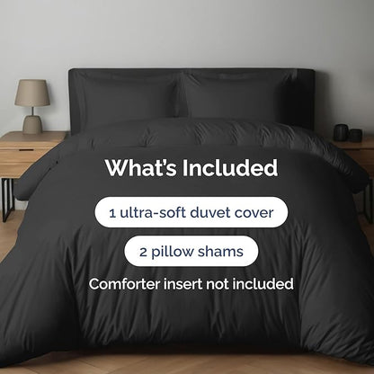 Duvet Cover Cal King Size Set - Extra Soft Cal King Duvet Cover 104" x 98" with 2 Pillow Shams - Hotel Luxury, Easy Care & Fade Free with Zipper Closures & Ties - Comfy, Cozy & Breathable (Charcoal)