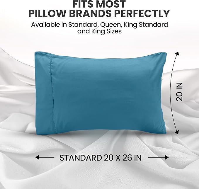 Utopia Bedding Pillow Cases Standard Size 2-Pack – Soft Brushed Microfiber – Envelope Closure – Perfect for Hospitals, Hotels, Guest Rooms – Oeko-TEX Certified, 20x26 Inches (Denim Blue)