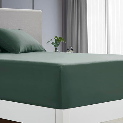 Clara Clark Twin XL Sheets - Hotel Luxury 5 Piece Bed Sheets for Twin XL Size Bed - Soft Bedding Sheets & Pillowcases, Fits Mattress up to 16 inch deep. Twin XL, Forest Green