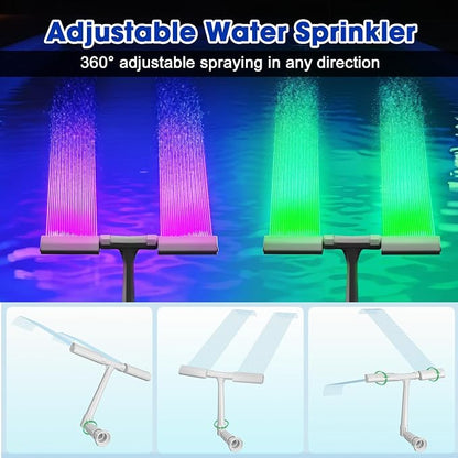 Pool Fountain for Above and Inground Pools, APP Smart Control Pool Lights with 16 Color LED Lights, Waterfall Sprinkler and Adjustable Dual Sprayer for Swimming Cooling Outdoor