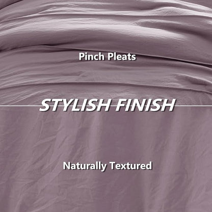 CozyLux Queen Comforter Set Dusty Purple, 7 Pieces Soft Pinch Pleat Bed in a Bag Queen Comforter Set with Sheets, Boho Bed Set with Down Alternative Comforter, Sheets, Pillowcases & Shams