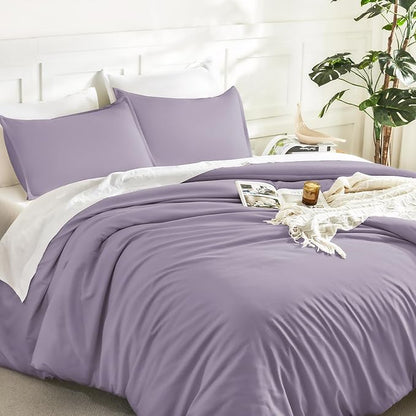 Litanika Grayish Purple Comforter Set Twin/Twin XL Size, 2 Pieces Lightweight Solid Bedding Comforter Set, All Season Fluffy Bed Set (66x90In Comforter & 1 Pillowcase)