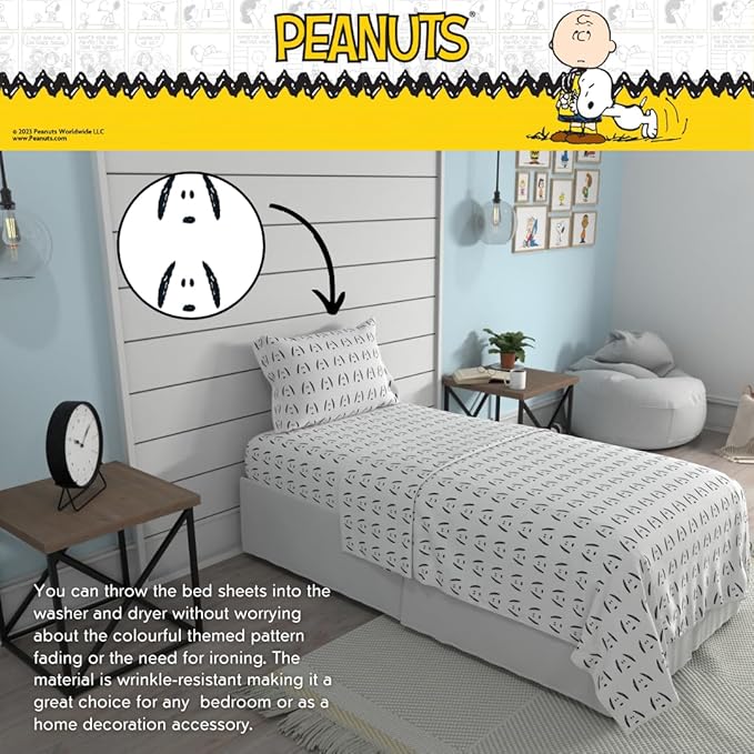 Collectibles Peanuts Snoopy Bedding Super Soft Cozy Microfiber 3 Piece Twin Sheet Set, (Officially Licensed Product) By Franco