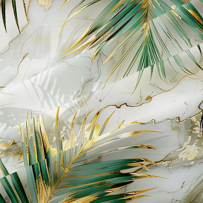 Green Palm Leaf Comforter King Tropical Palm Leaves Comforter Sets Chic Botanical Leaf on White Gold Marble Comforter Set Aesthetic Art Bed Comforter with 2 Pillowcases