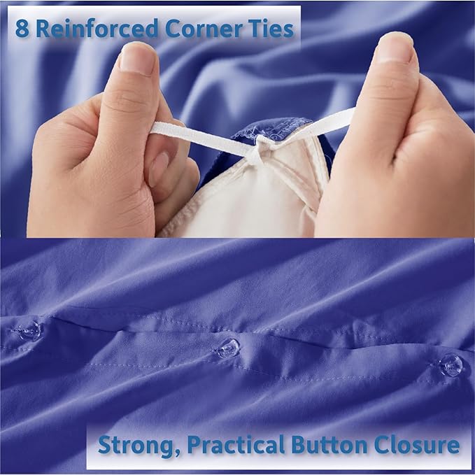 Nestl Royal Blue Duvet Cover King Size - Soft Double Brushed King Duvet Cover Set, 3 Piece, with Button Closure, 1 Duvet Cover 104x90 inches and 2 Pillow Shams